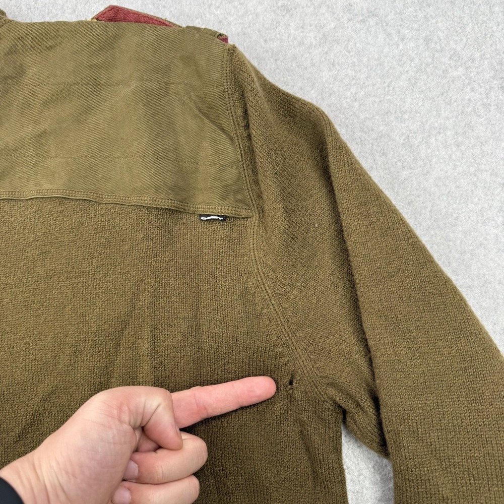 Vintage Oakley Sweater Mens 2XL Green Lambswool Science And Art Military 1/4 Zip - Picture 9 of 16
